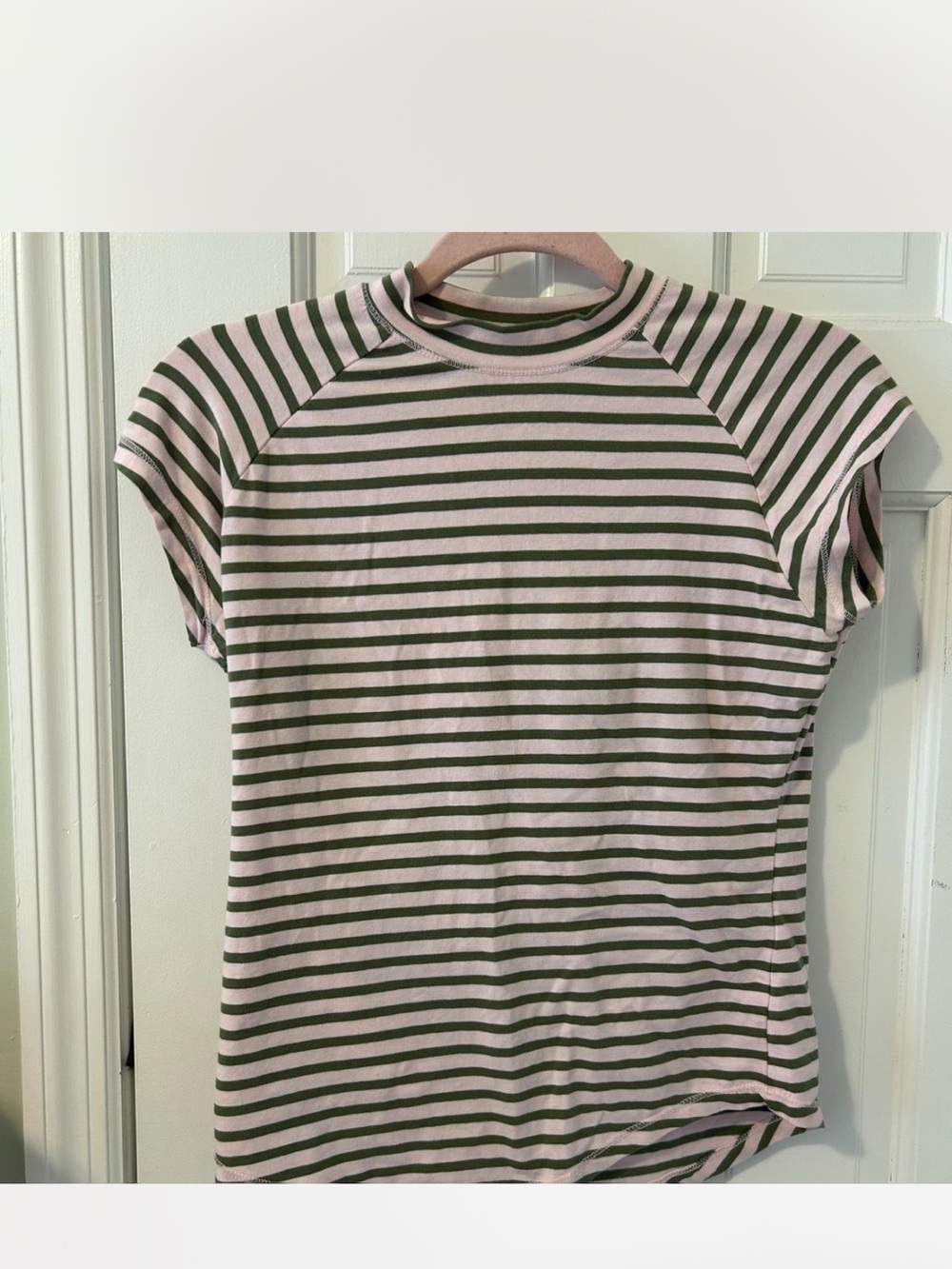 Pilcro Pink and Olive Striped Tee